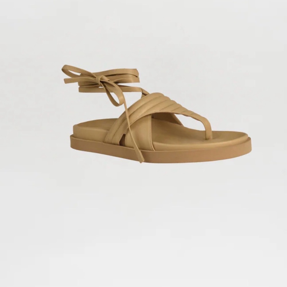 Silvia Tcherassi Kristina Neutral Beige Lace-Up Strappy Sandals